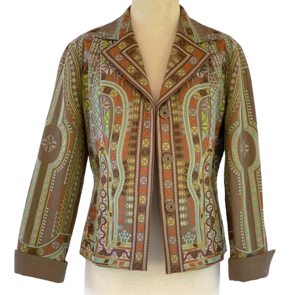 Coldwater Creek Southwestern Aztec Embroidered Fitted Collared Jacket ~ P10 - Picture 2 of 11